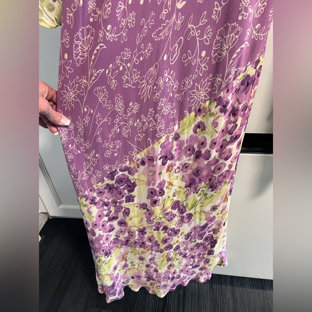 Vintage Nicole Miller Purple and Yellow Floral Dress - Picture 4 of 7